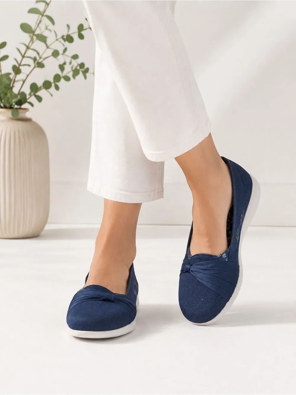 Skechers Navy Knot-Front Slip-On Flats